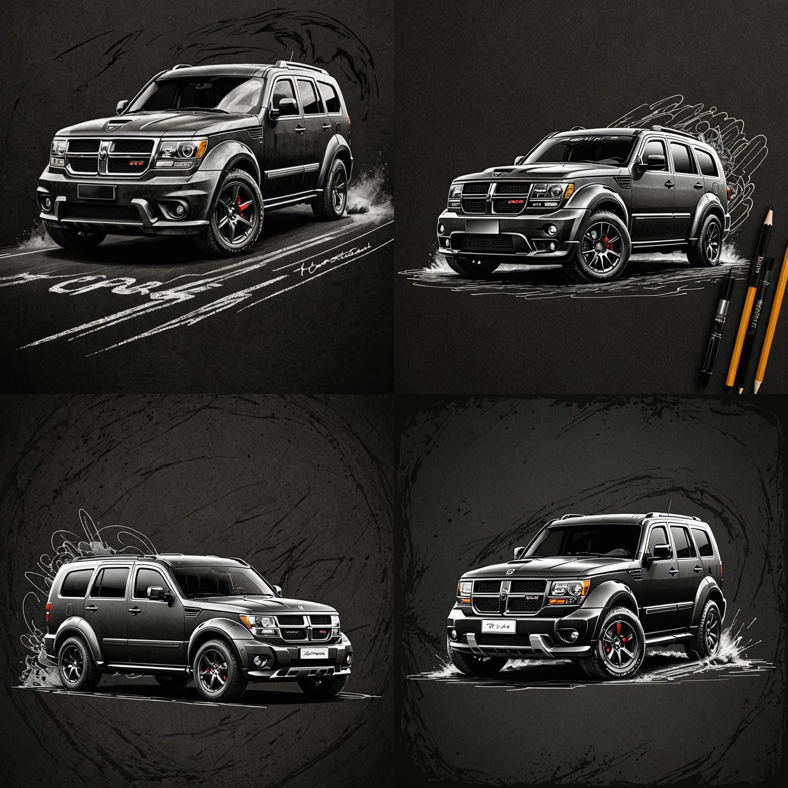Continent Car Race Logo with Dodge Nitro in Charcoal