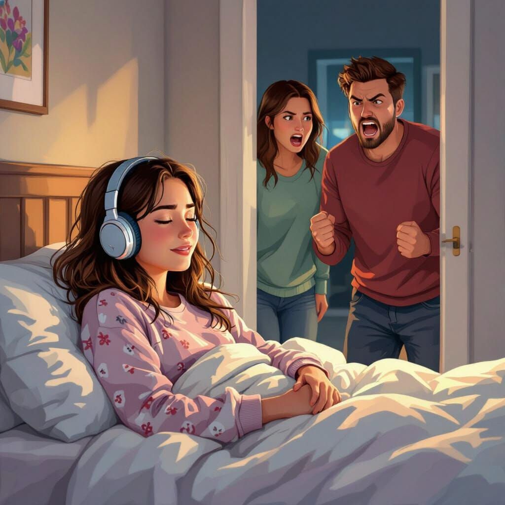 Teenage Girl Escapes Reality with Music