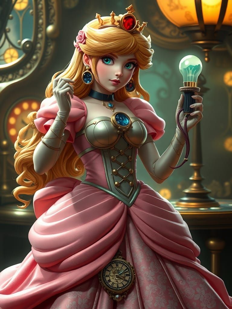 Clockpunk Princess Peach in Steamtime Style