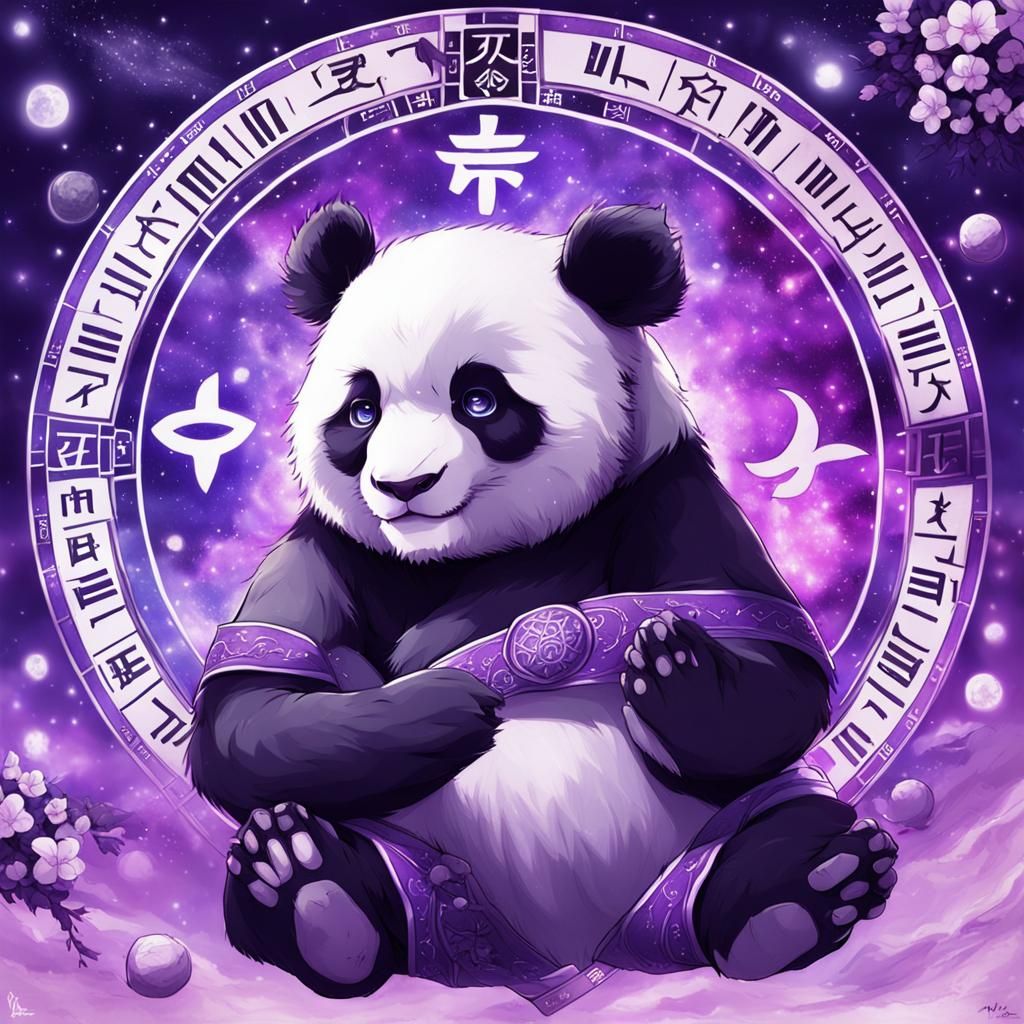 Zodiac Cancer Panda in Anime Style