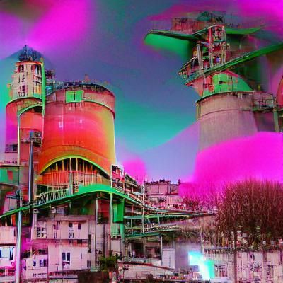 Psychedelic Industrial French Townscape