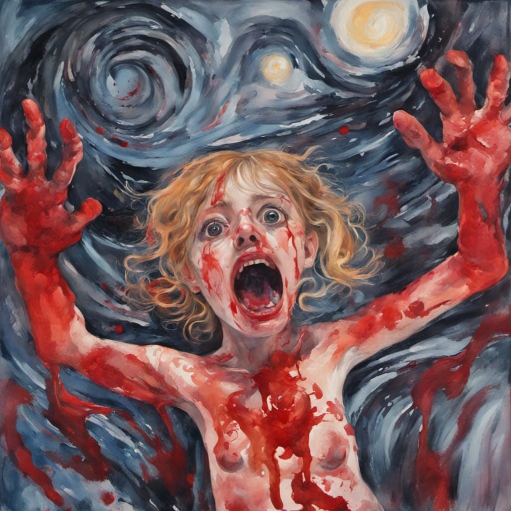 Nightmare Woman in Gouache Style