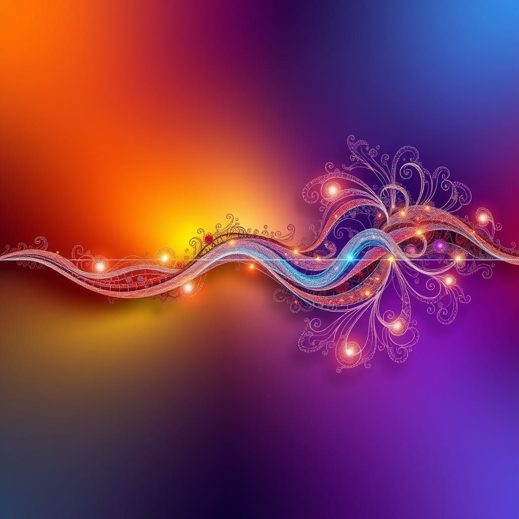 Abstract Vector Fractal Timeline with Zentangle Patterns