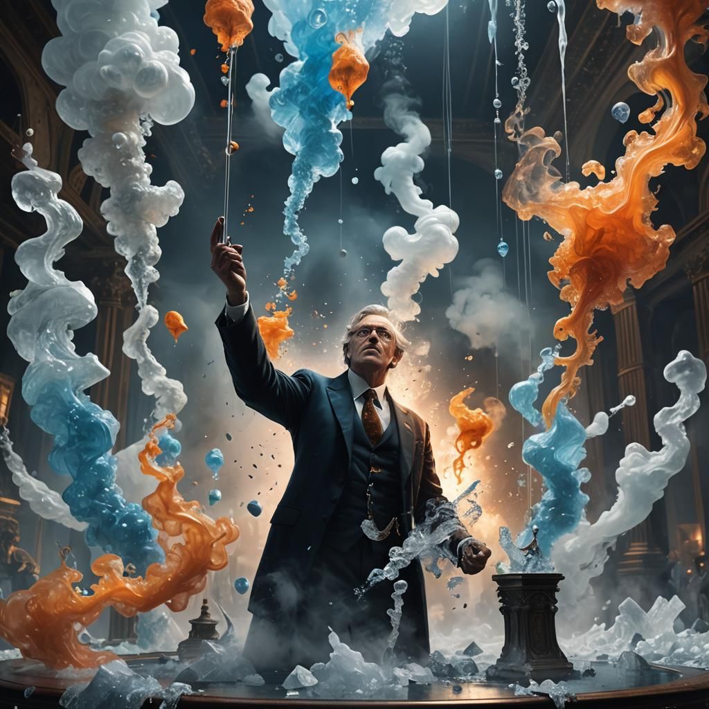 Surreal Politician at Podium with Melting Ice Cap