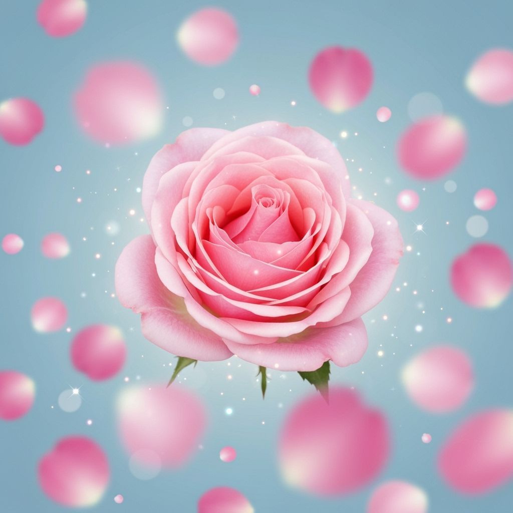 Pink Roses and Petals Floating in Air: Surreal Floral Art
