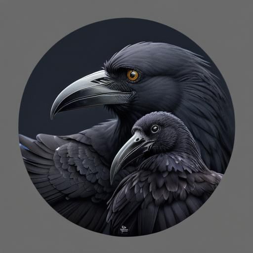Raven and Crow Portrait in High Definition