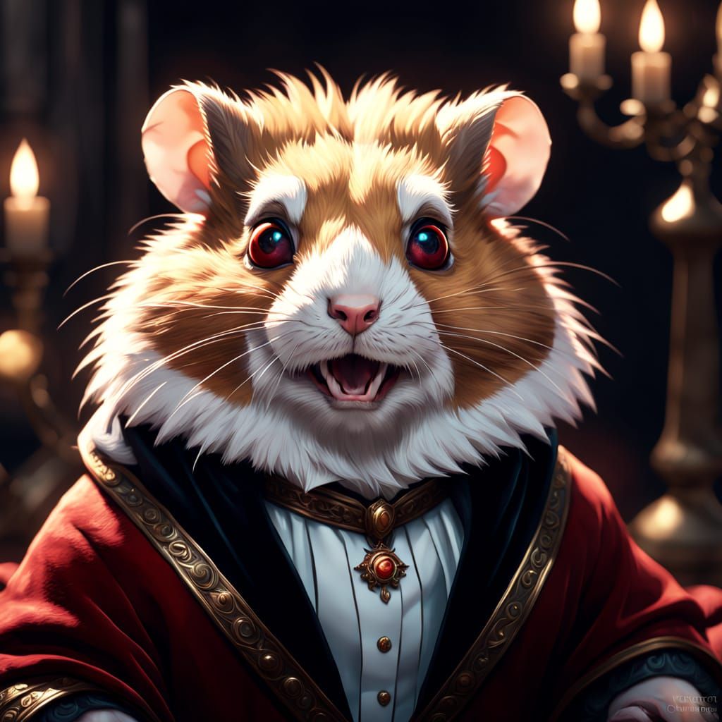 Vampire Hamster Reigns on Velvet Throne