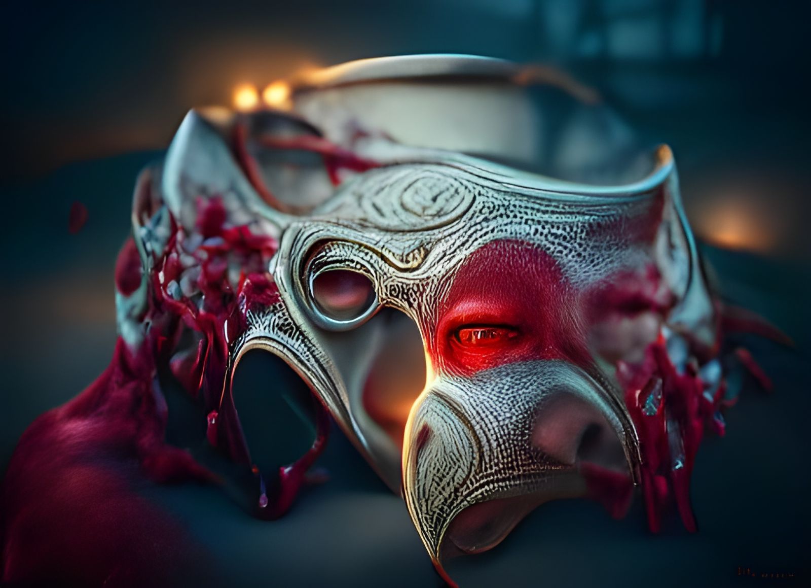 Bloody Mask: Volumetric Lighting in Digital Art