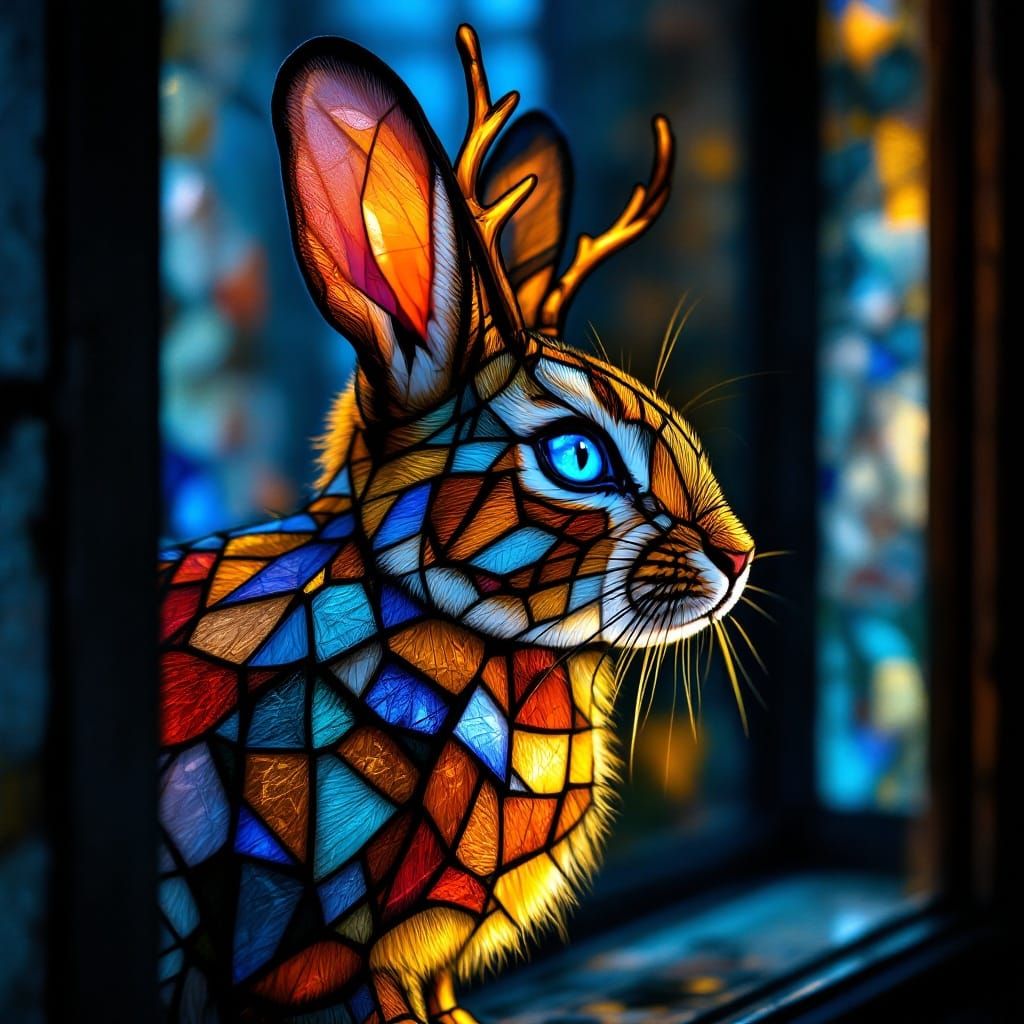 Surreal Stained Glass Portrait of a Majestic Bengal Striped ...
