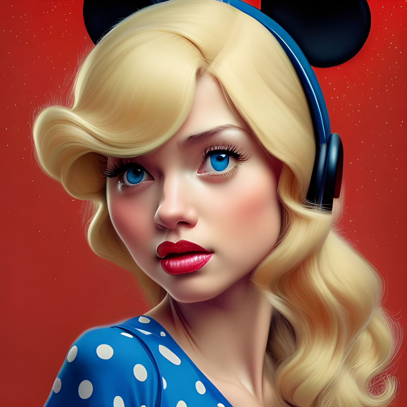 Blonde Woman with Mickey Ears: Artgerm-Inspired Portrait