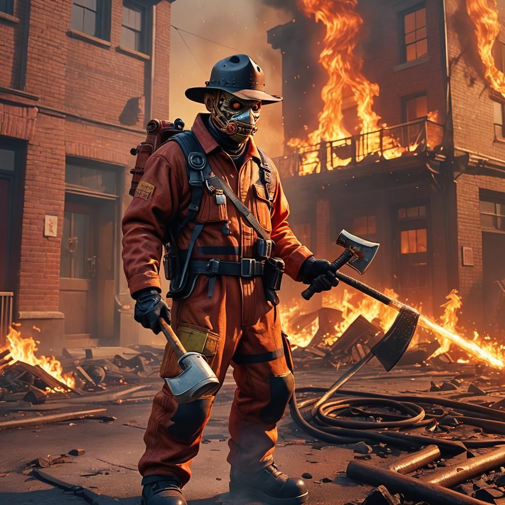 Freddy Krueger as Fireman in Pixar Style