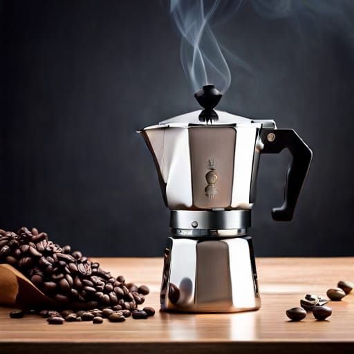 Vintage Italian Moka Pot Photorealistic HD Photography