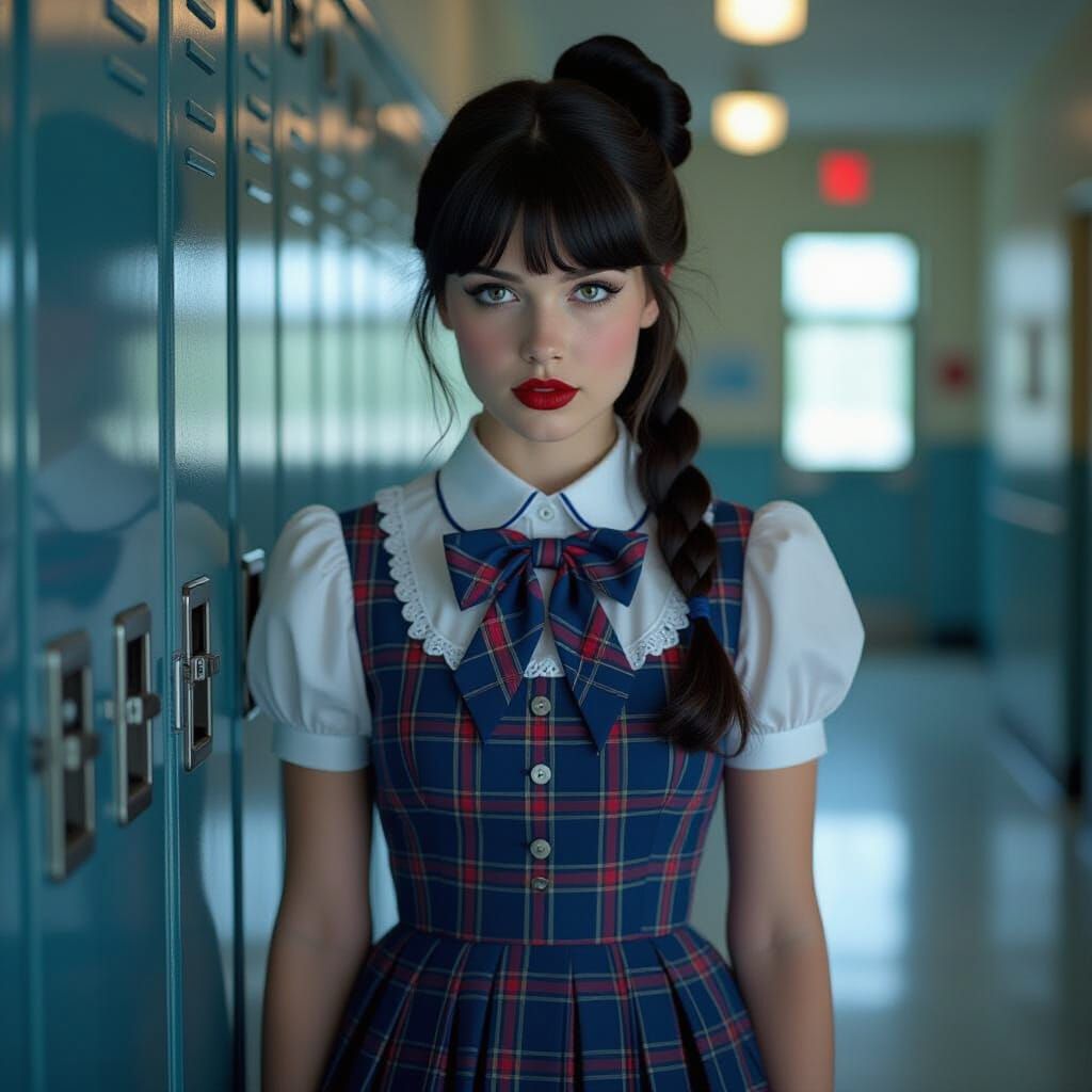 Steampunk Schoolgirl in Cinematic Film Still