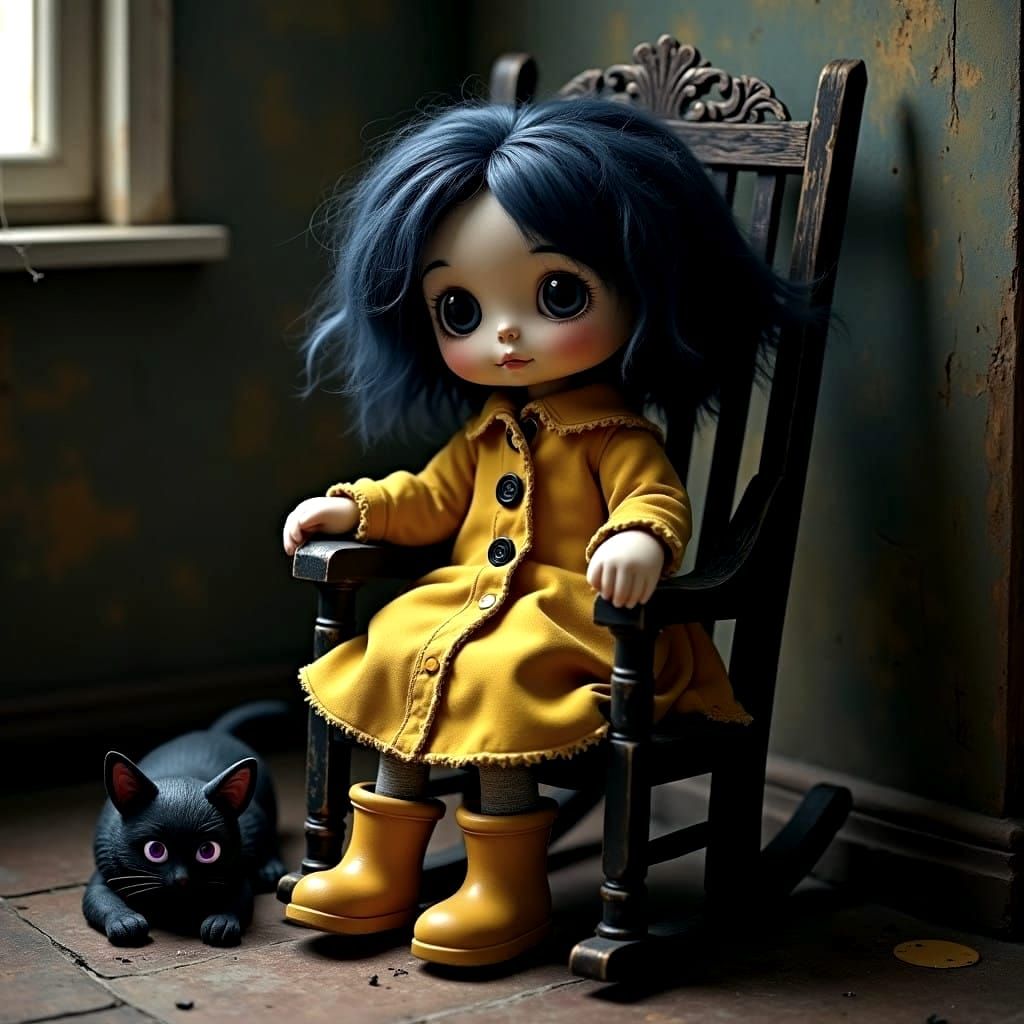 Gothic Ragdoll Portrait in Dusty Corner
