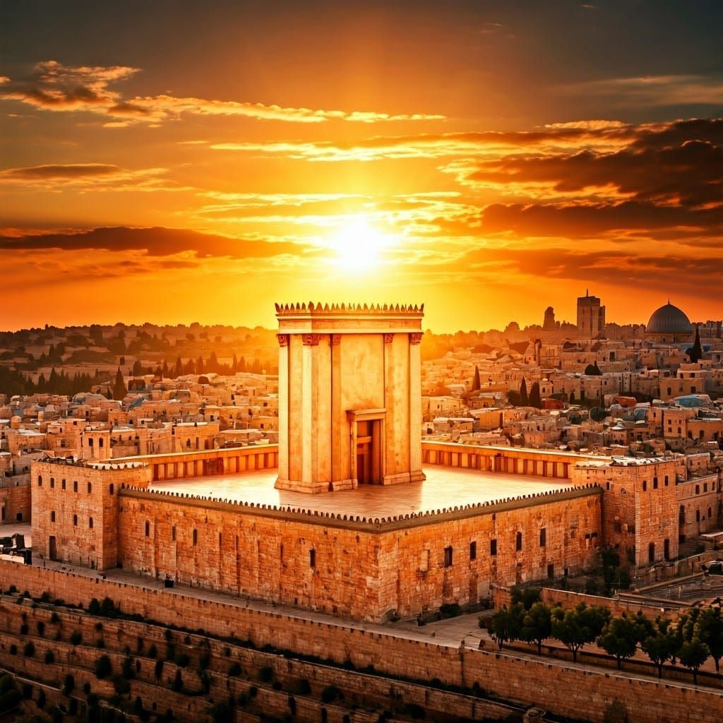 Temple in Jerusalem at Sunset in Vibrant Colors