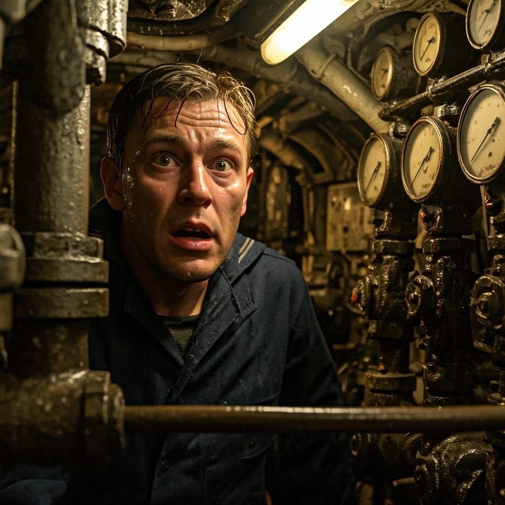 Worried Sailor in U-Boat: Claustrophobic Realism
