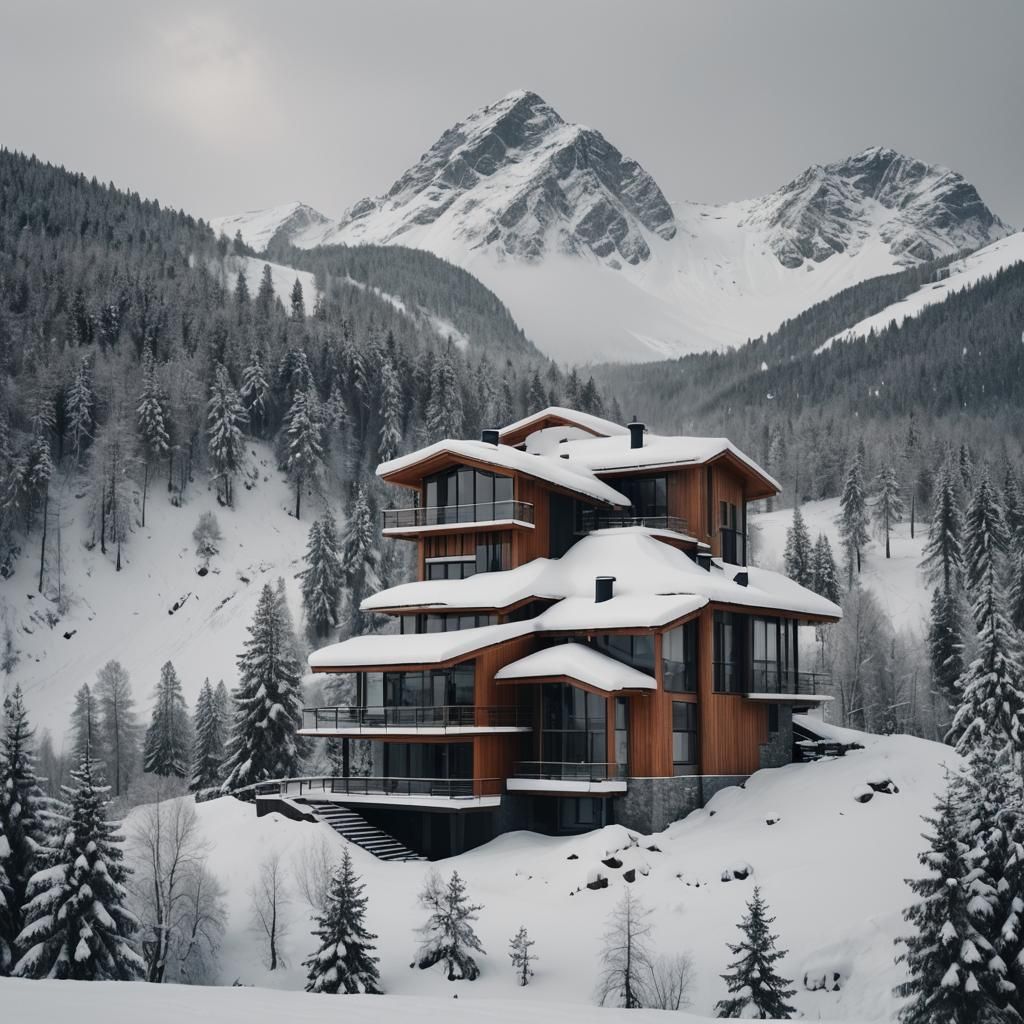 Dramatic Mountain Lodge in Scandinavian Design