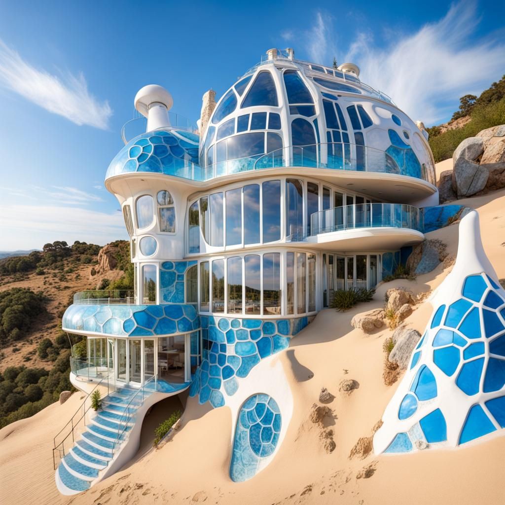 Gaudi Style Steampunk Villa on Hillside