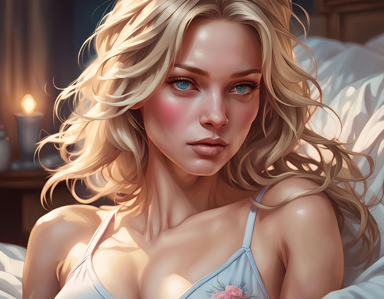 Blonde Woman Portrait with Dynamic Lighting, 8k Resolution