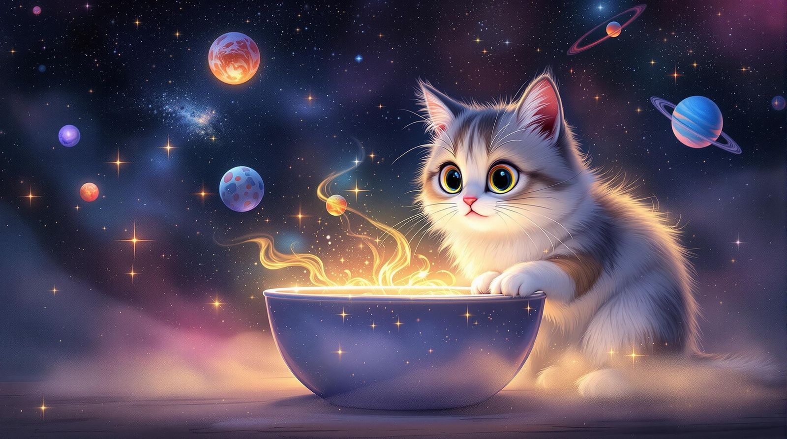 Cosmic Cat Gazing into a Galactic Feast