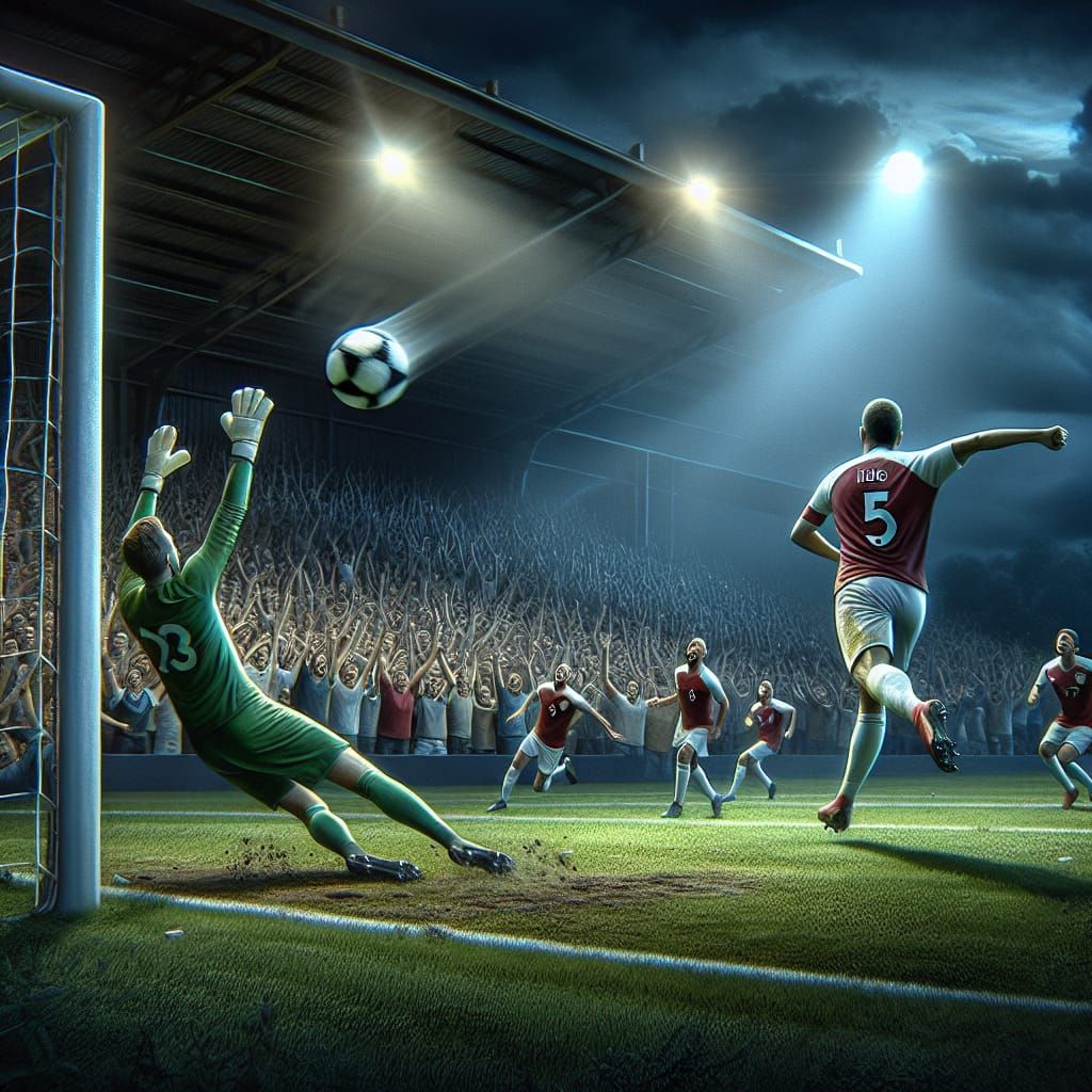 Tense Soccer Penalty Shot as Digital Matte Painting
