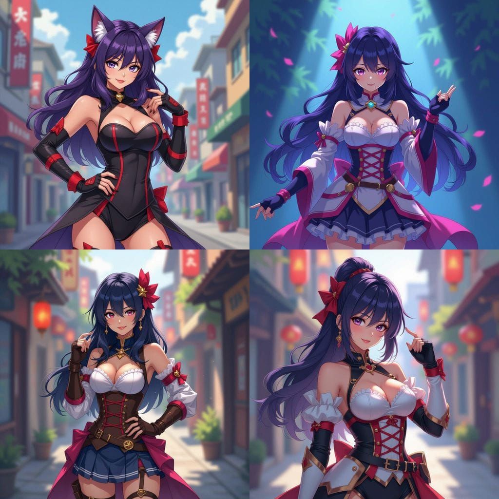 Cosplay Anime Girl in Cel-Shaded Manga Style