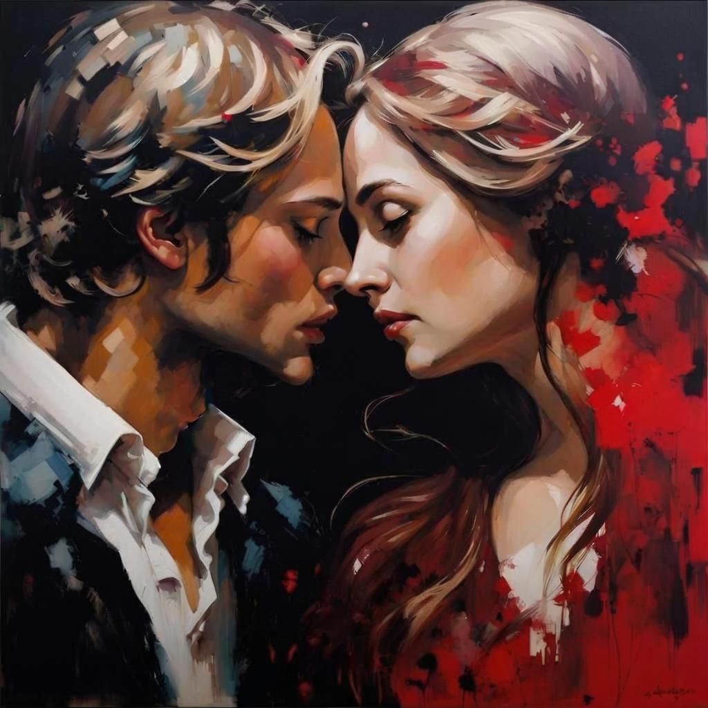 Romeo and Juliet Ink Splash Portrait in Oil