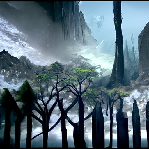 Tranquil Forest Scene as Matte Painting