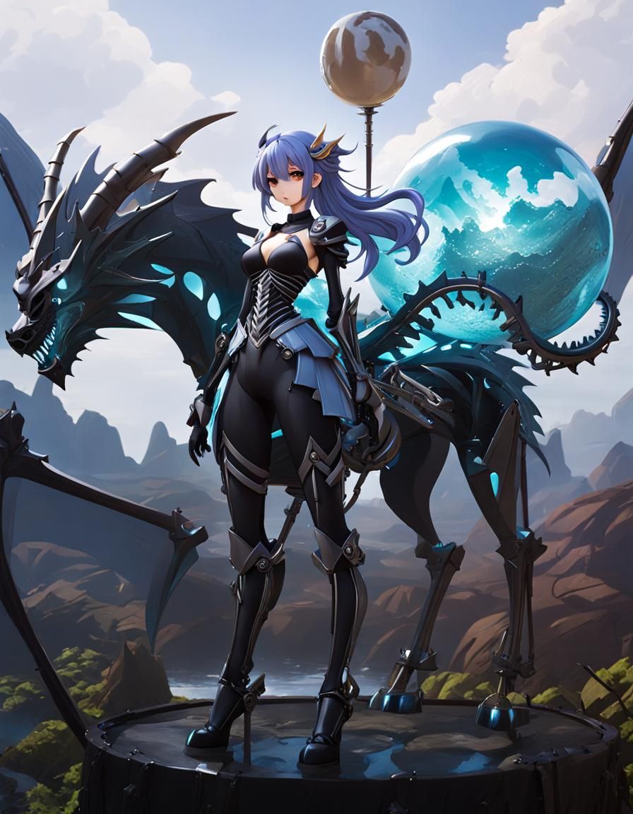 Rainbow Slime Chimera Girl with Metal Skeleton