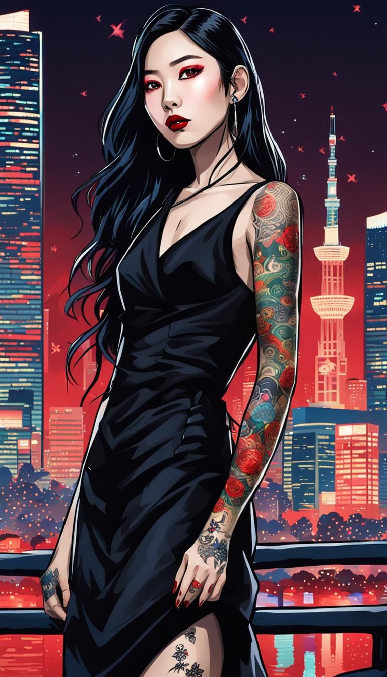 Modern Vampire K-Pop Model in Comic Book Style