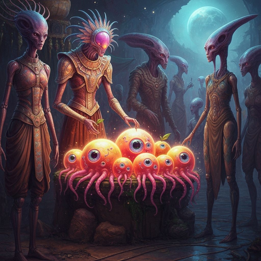 Vibrant Alien Market in Dreamlike Sci-Fi Style