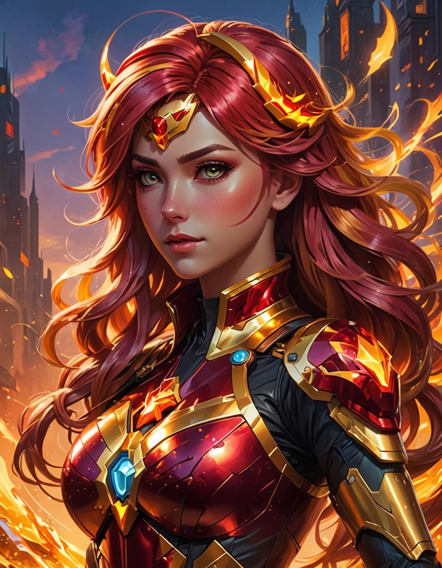 Sunset Shimmer as Android: Hyperdetailed Digital Portrait