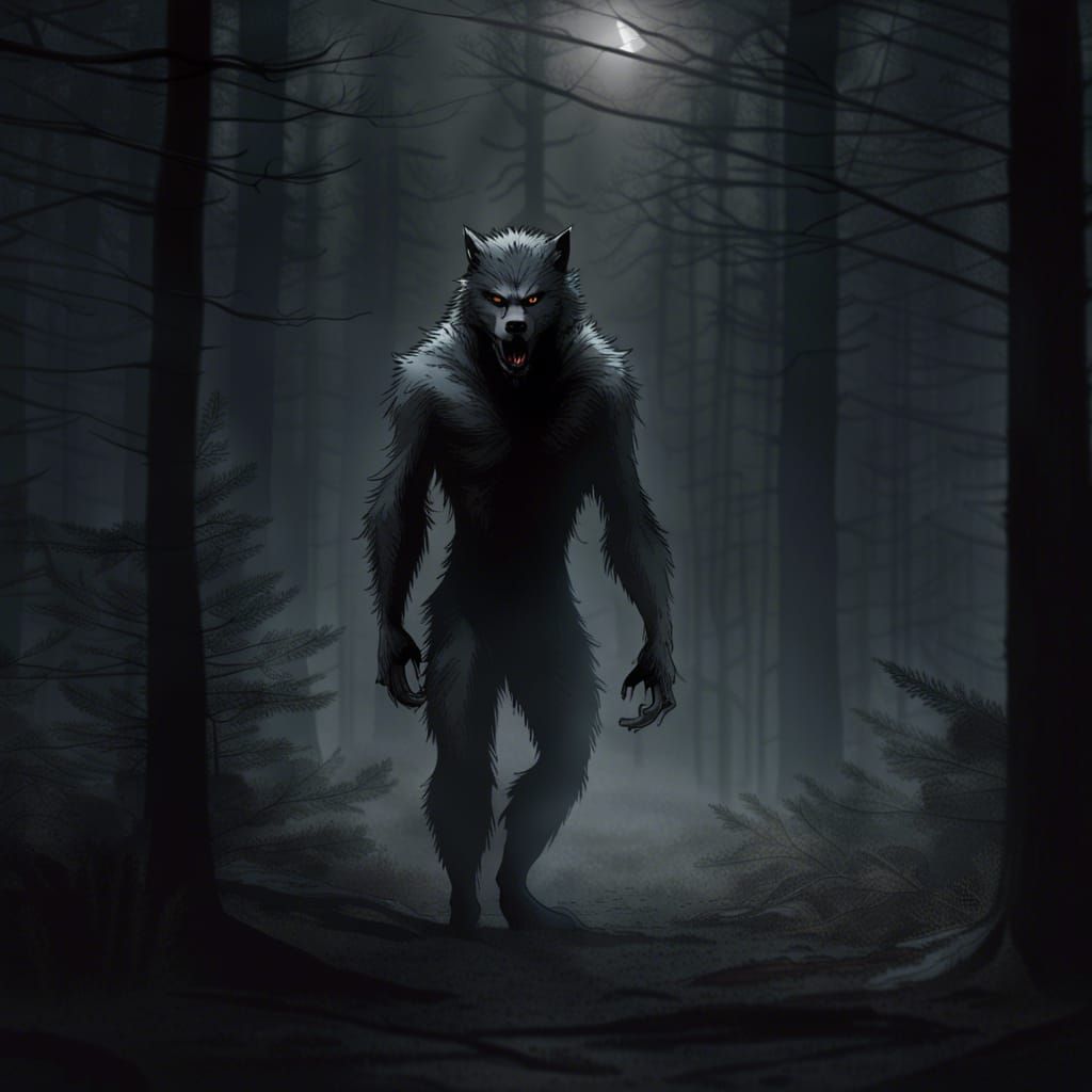 Werewolf in New Hampshire Forest, Near-Human Form