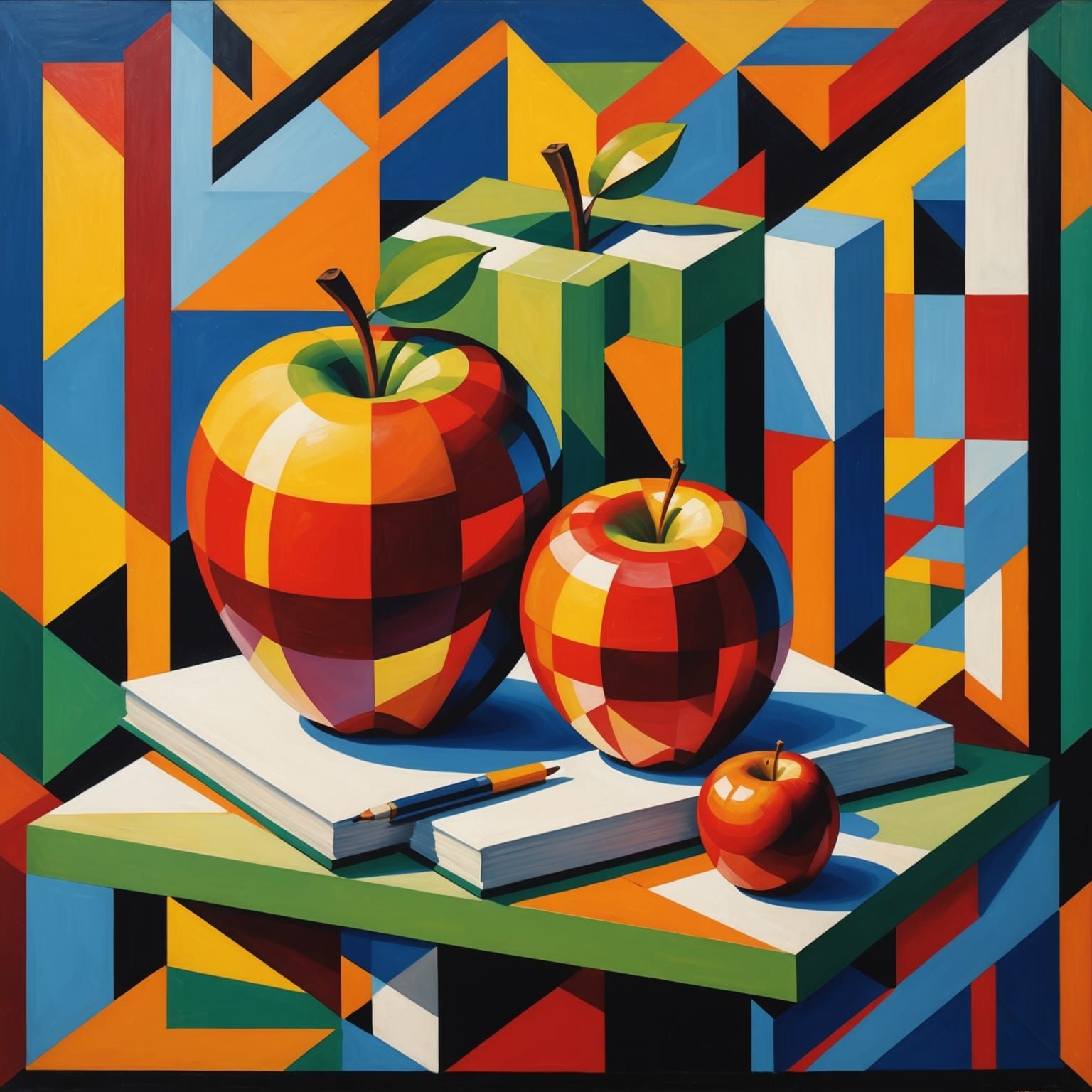 Cubist Apples in Neo-Cubist Style