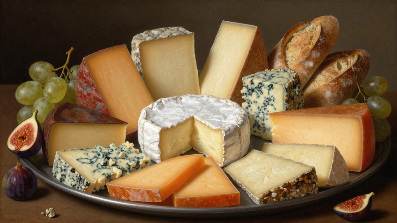 Artisanal Cheese Platter in Dutch Golden Age Style