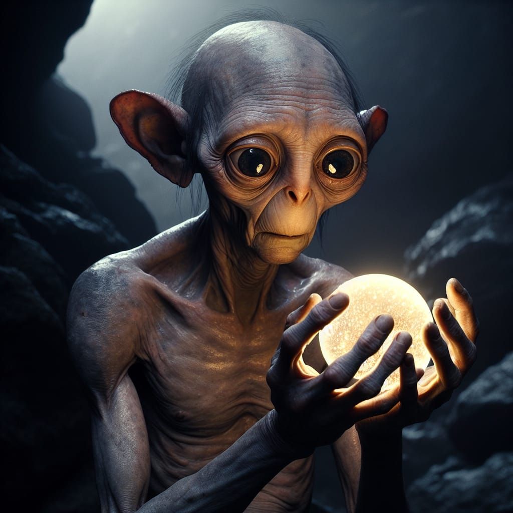 Eerie Cave Dweller with Luminous Orb