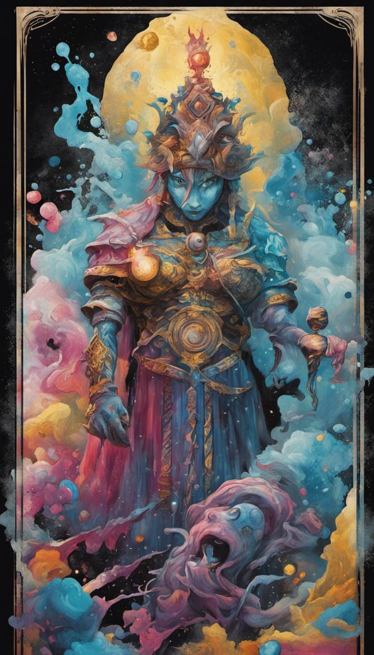 The Guardian Tarot Card in Graffiti Art Style