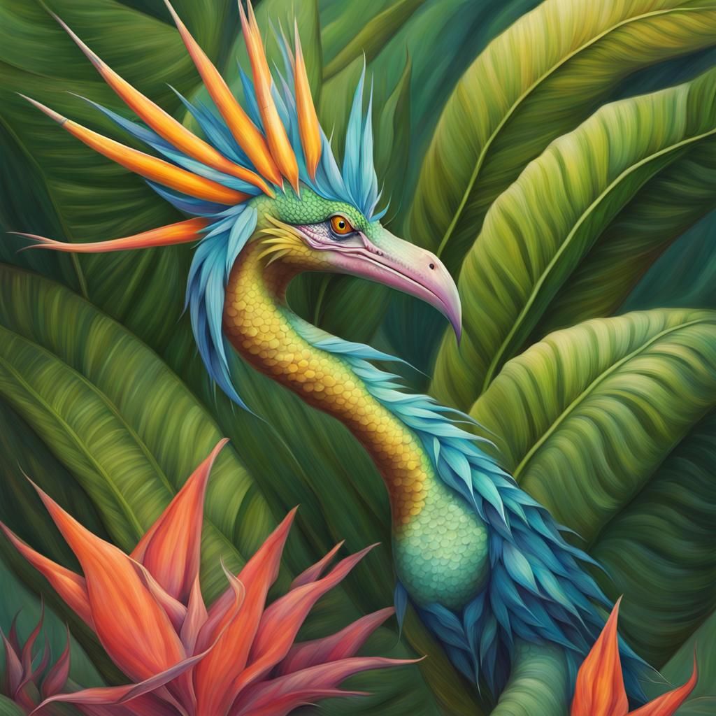 Exotic Bird-of-Paradise Dragon Portrait