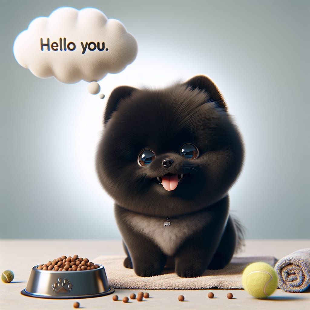 Adorable Pomeranian Dog in Cartoon Style