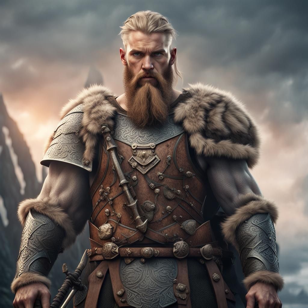 Nordic Viking Warrior in Detailed 3D Rendering