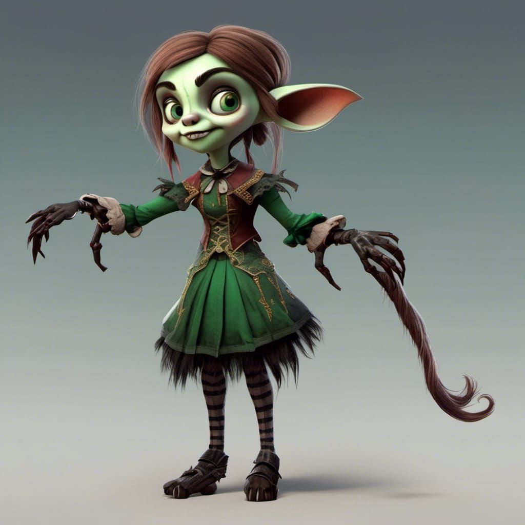 Gothic Goat Girl in PS1 Style