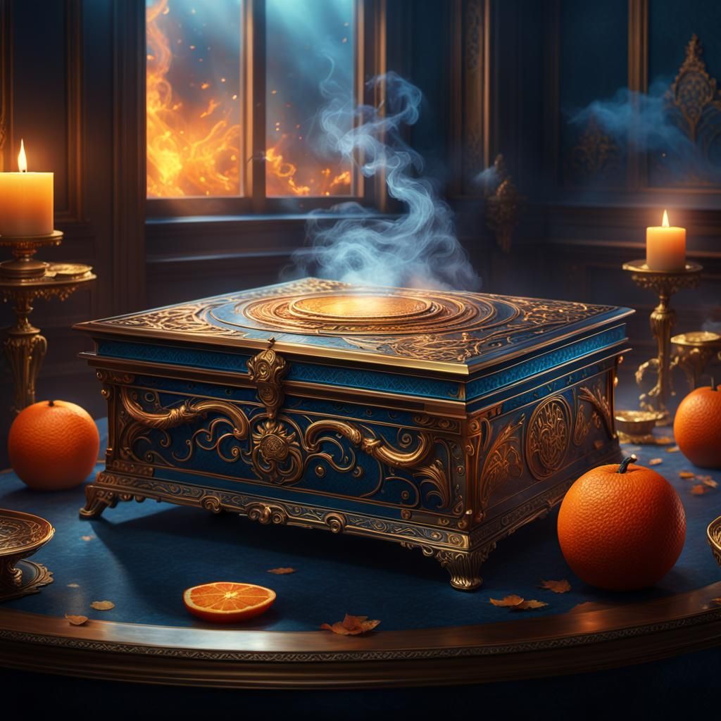 Mysterious Box Concept Art in Warm, Golden Lighting