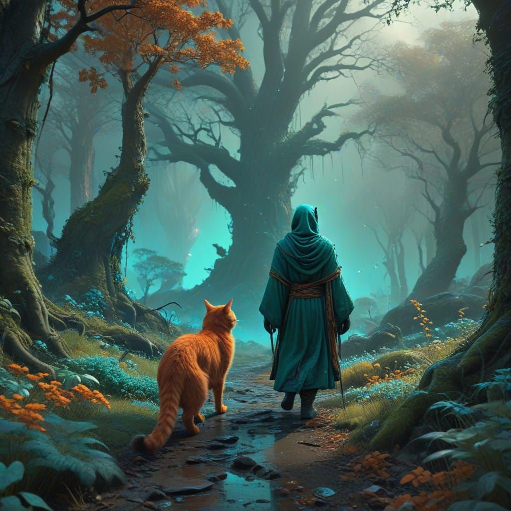 Whimsical Cat Steps into Enchanted Realm