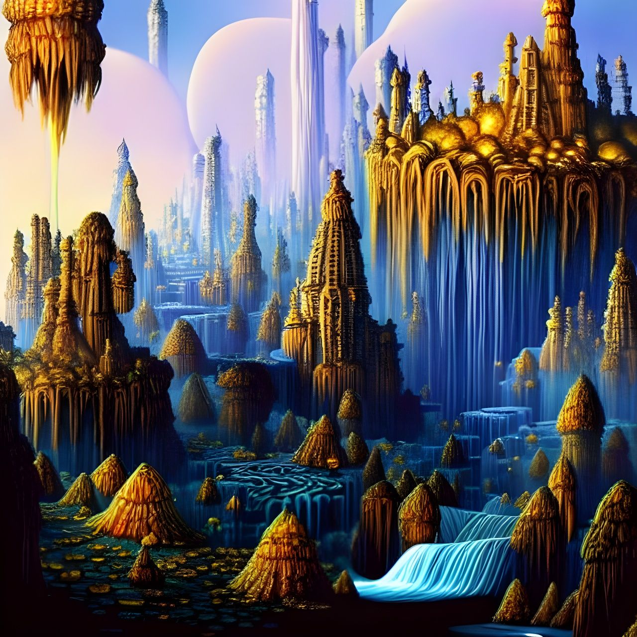 Surreal Fantasy Metropolis Dreamscape Painting