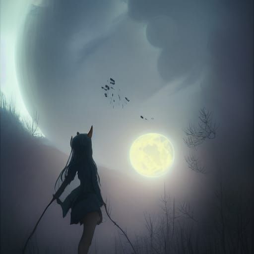 Sensual Moon Witch Character Design in Digital Painting