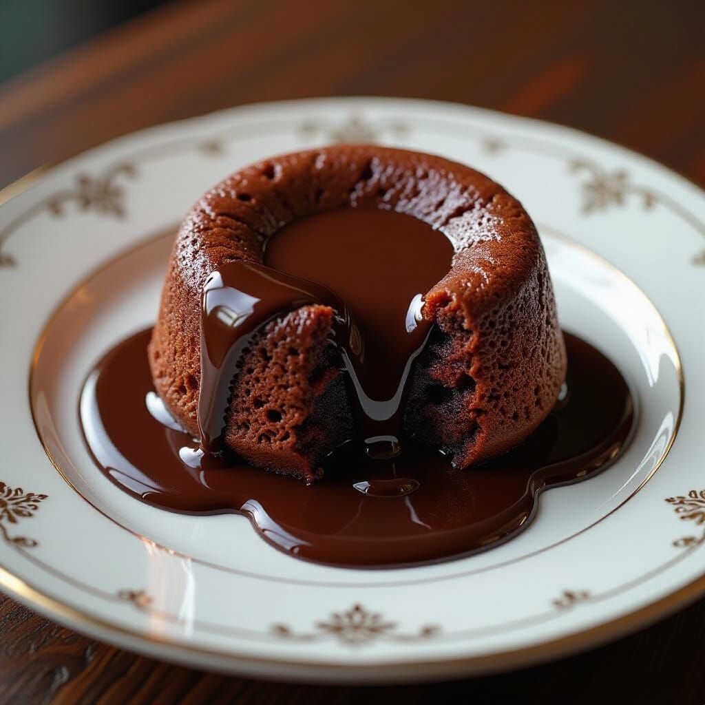 Gooey Lava Cake in Futuristic Digital Art Style