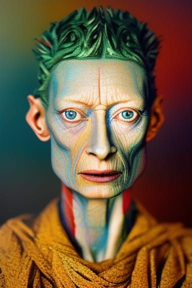 Biopunk Portrait with Virtual Grid Details