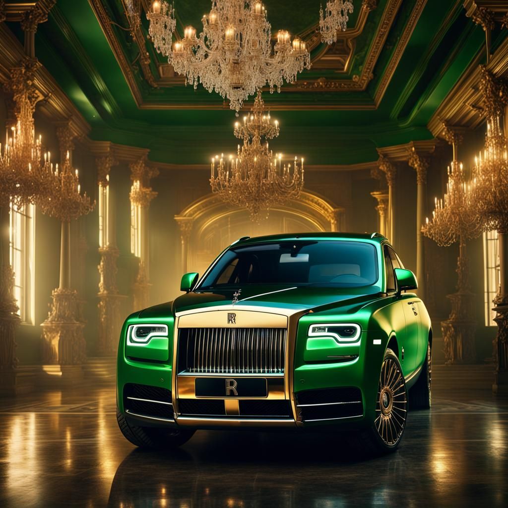 Opulent Green and Gold Rolls Royce SUV