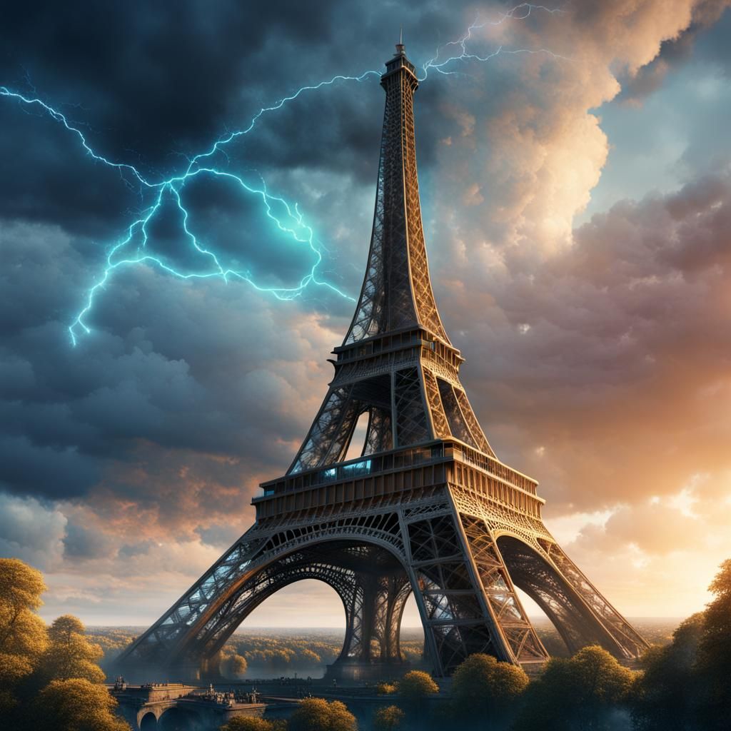 Electrified Eiffel Tower: Fantasy Concept Art
