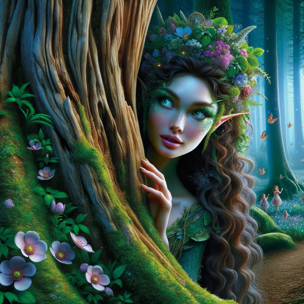 Enchanting Dryad in a Magical Forest